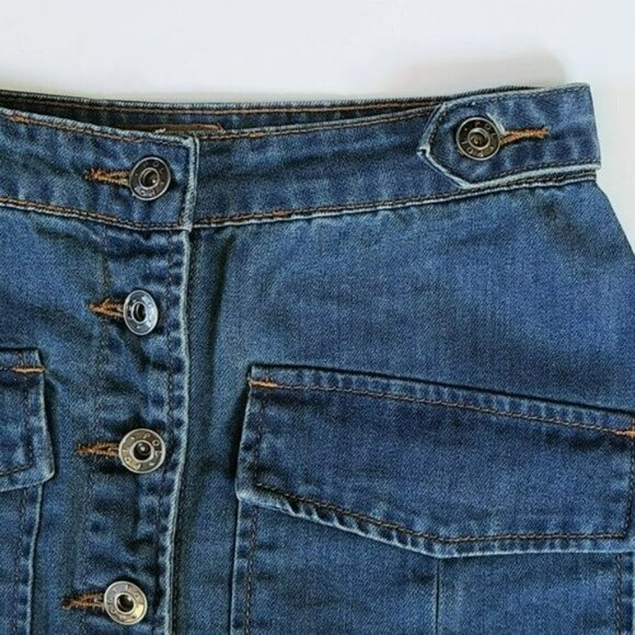 NWT POL Button Front Two Flap Pockets Denim Mini Jean Skirt - Picture 9 of 13